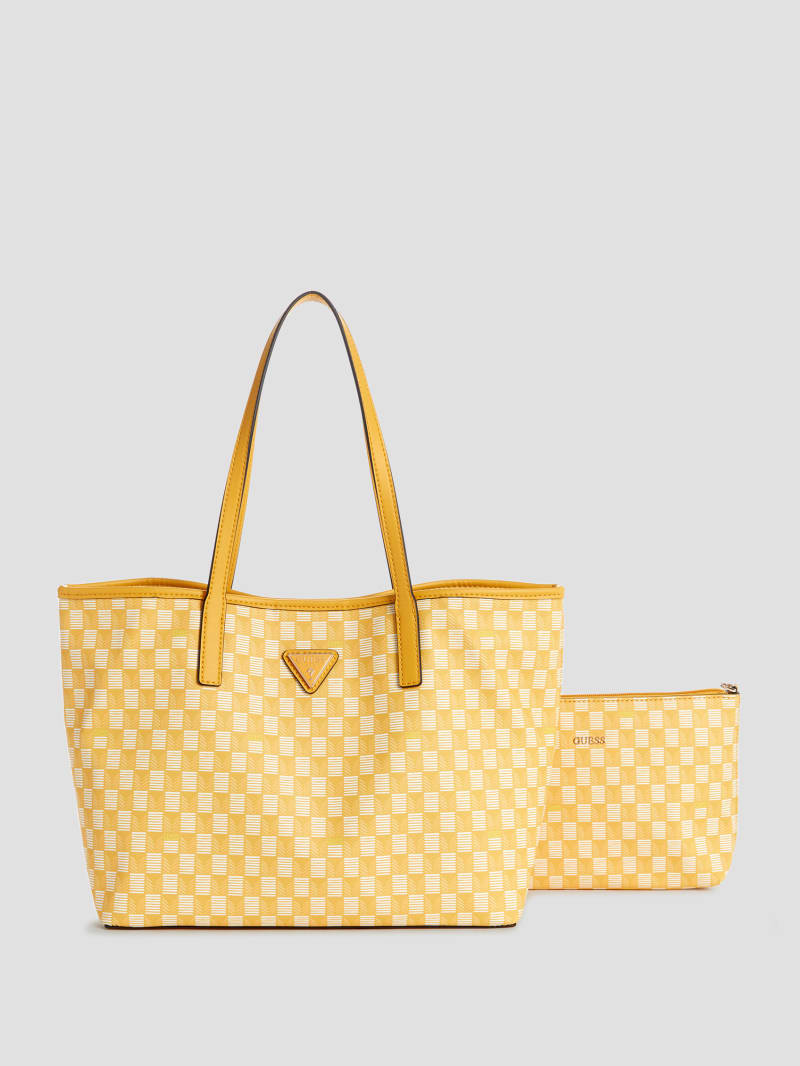 Guess Vikky Tote Set - Yellow Logo Guess Vikky Tote Set - Yellow Logo