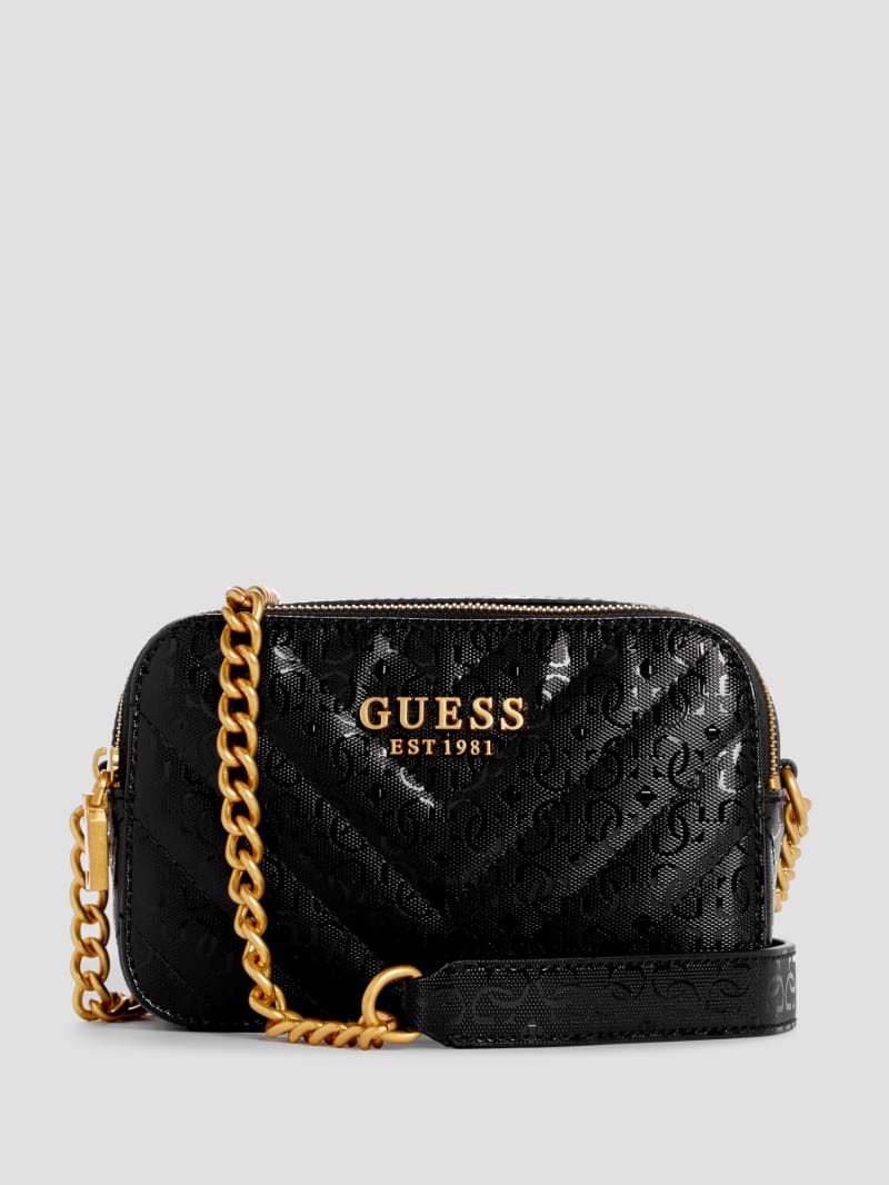 Guess Jania Quilted Camera Crossbody - Black Guess Jania Quilted Camera Crossbody - Black