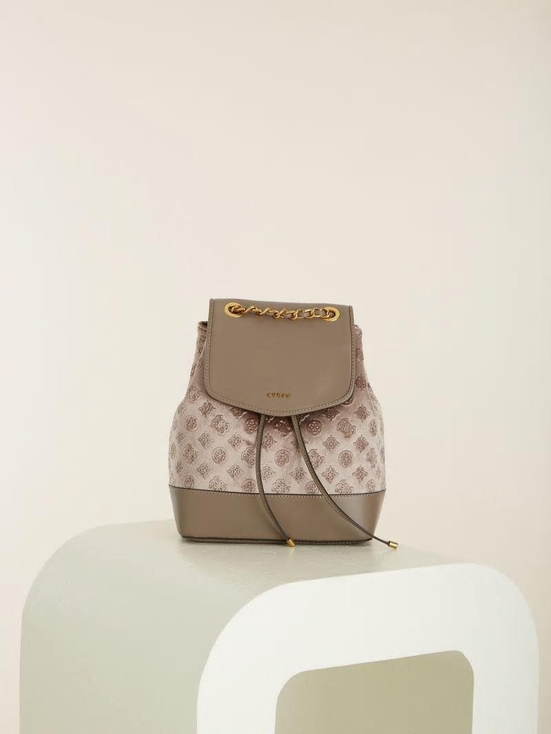 Guess Kimi Velvet Backpack - Taupe Guess Kimi Velvet Backpack - Taupe