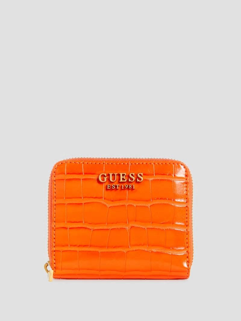 Guess James Croc Small Zip-Around Wallet - Orange Guess James Croc Small Zip-Around Wallet - Orange