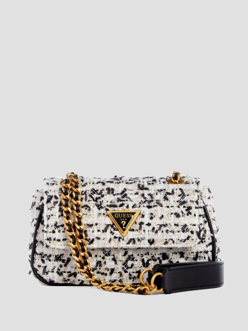 Guess Giully Tweed Mini Convertible Crossbody - Cream Multi Guess Giully Tweed Mini Convertible Crossbody - Cream Multi