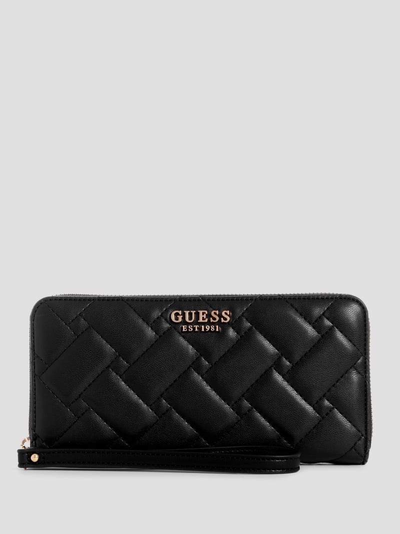 Guess Alanna Large Zip-Around Wallet - Black Floral Print Guess Alanna Large Zip-Around Wallet - Black Floral Print
