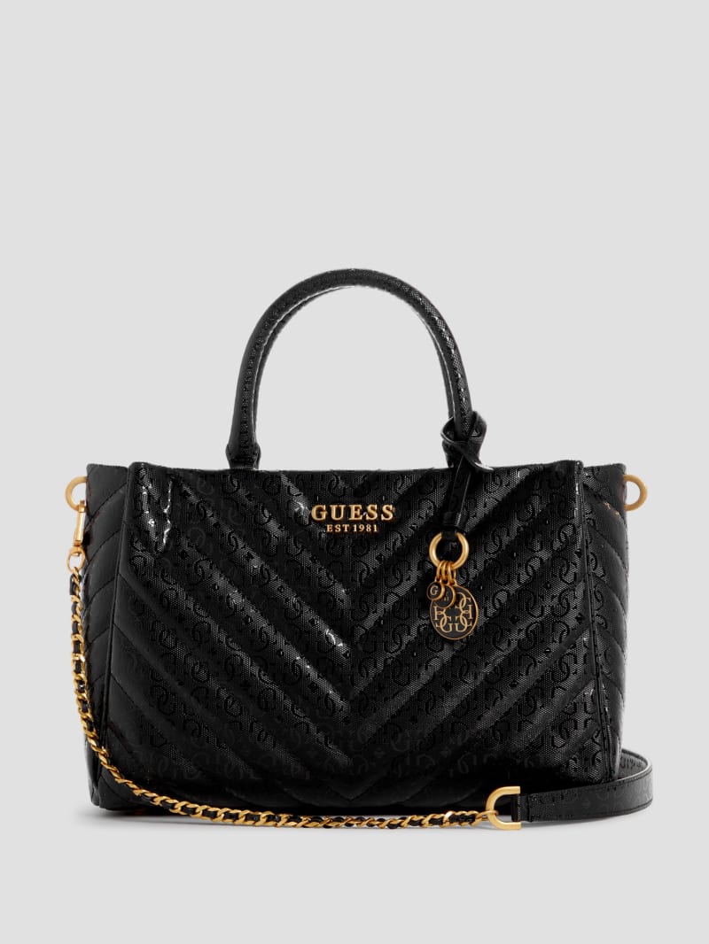 Guess Jania Quilted Society Satchel - Black Guess Jania Quilted Society Satchel - Black
