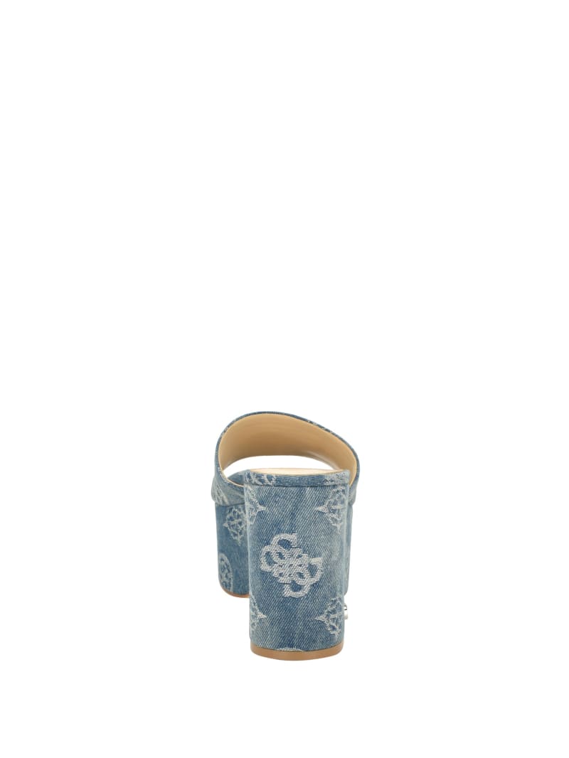 Guess Yapplea Denim Peony G Platform Mules - Blue Guess Yapplea Denim Peony G Platform Mules - Blue