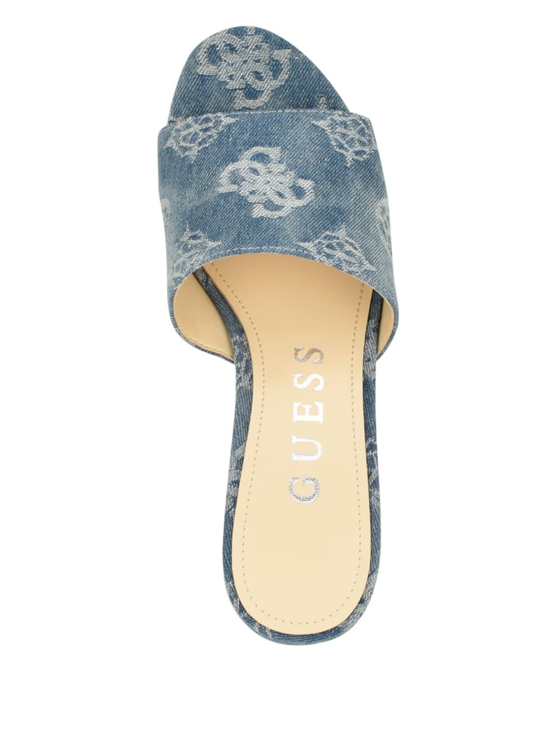 Guess Yapplea Denim Peony G Platform Mules - Blue Guess Yapplea Denim Peony G Platform Mules - Blue