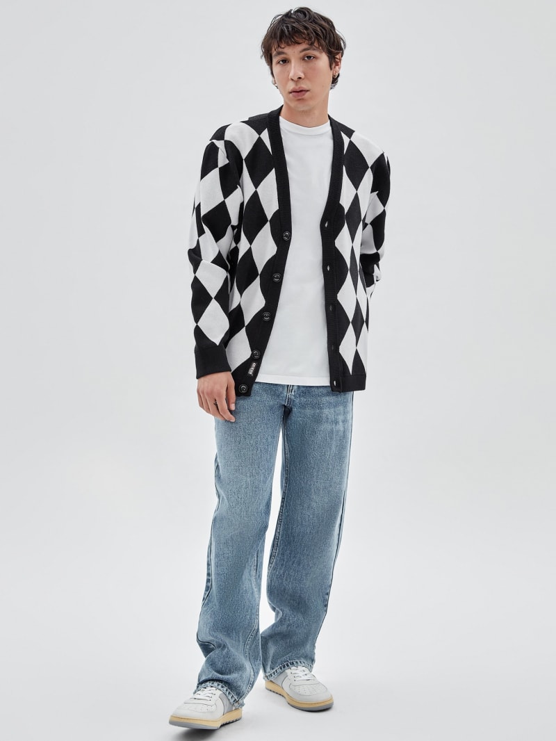 Guess GUESS Originals Diamond Knit Cardigan - Jet Black Multi Guess GUESS Originals Diamond Knit Cardigan - Jet Black Multi