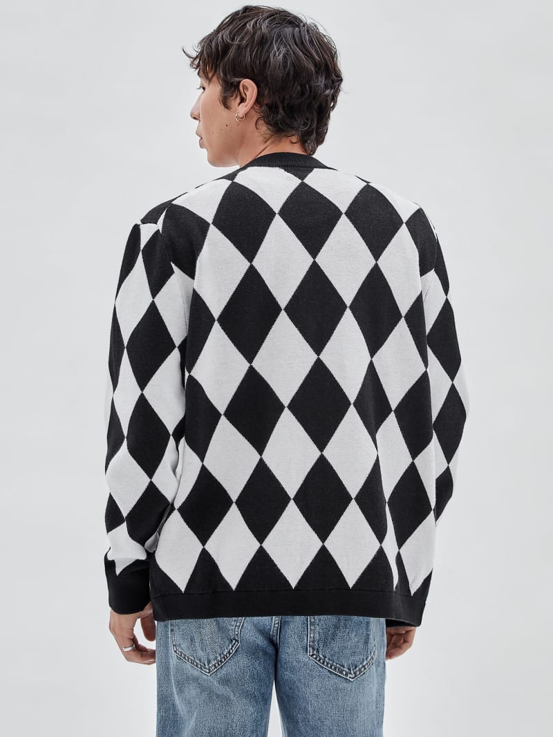 Guess GUESS Originals Diamond Knit Cardigan - Jet Black Multi Guess GUESS Originals Diamond Knit Cardigan - Jet Black Multi