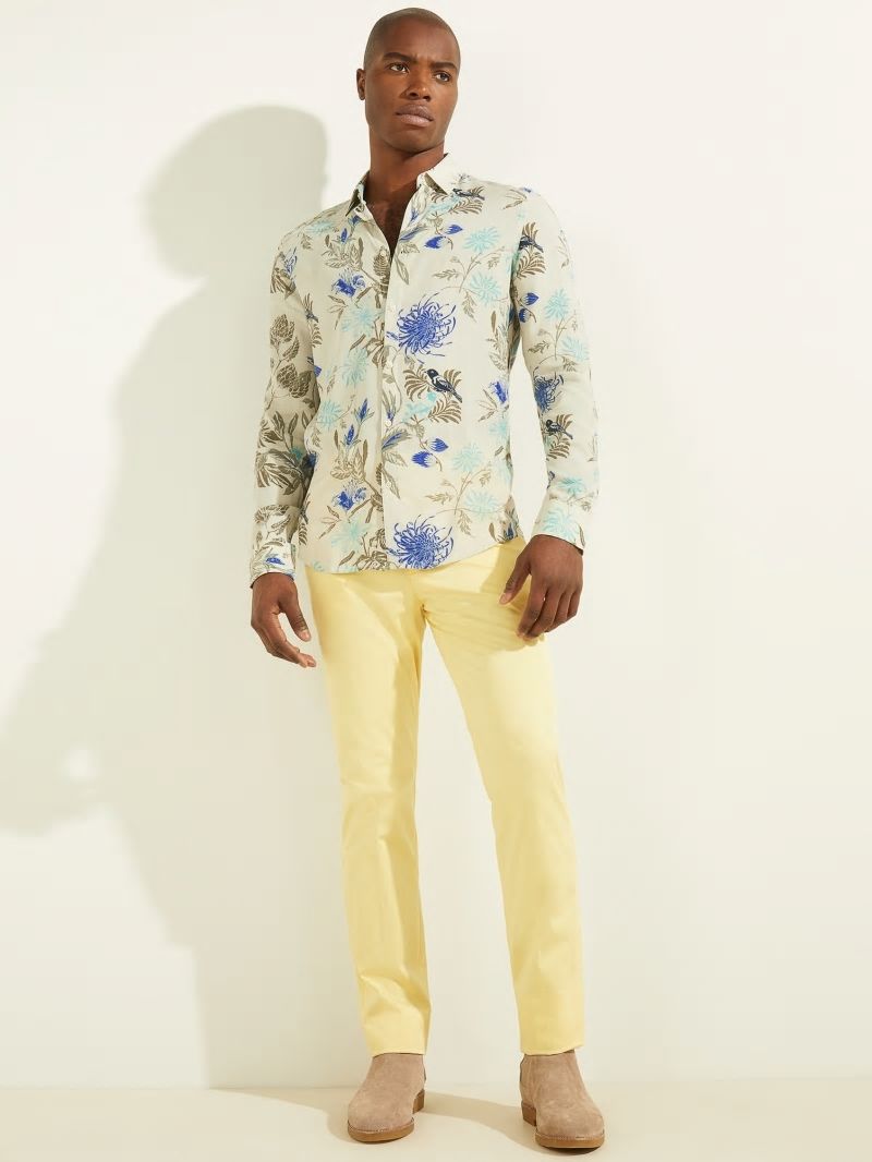 Guess Bird Printed Shirt - Ecru/Turk Majorelle Print Guess Bird Printed Shirt - Ecru/Turk Majorelle Print