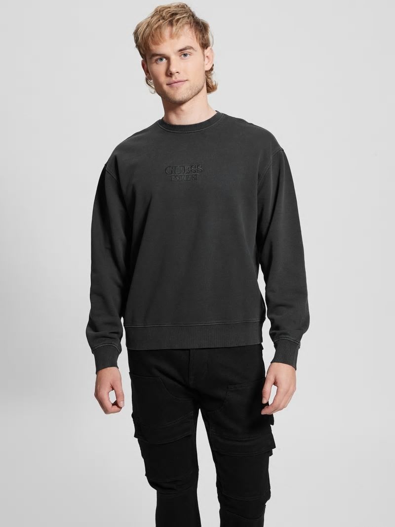 Guess Finch Vintage Logo Sweatshirt - Jet Black Multi Guess Finch Vintage Logo Sweatshirt - Jet Black Multi