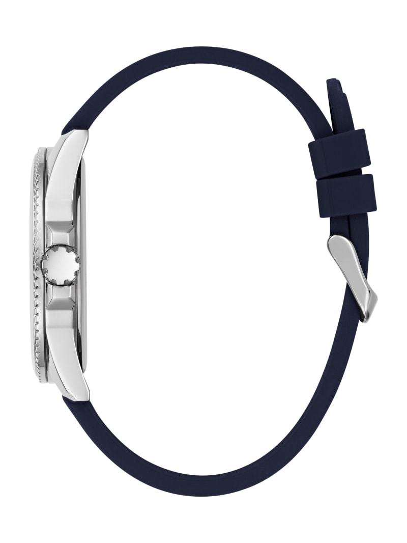 Guess Champ Black Analog Silicon Watch - Silver Guess Champ Black Analog Silicon Watch - Silver