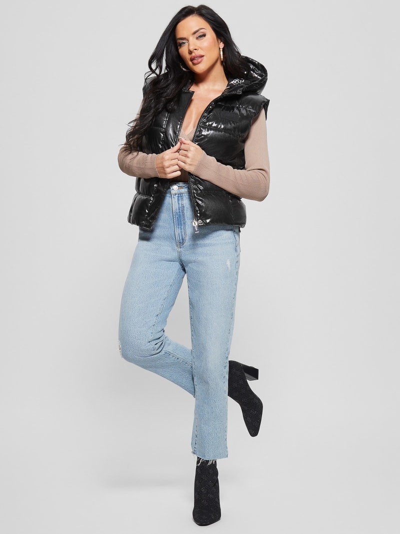Guess Eco Noemi Quilted Vest - Jet Black Multi Guess Eco Noemi Quilted Vest - Jet Black Multi