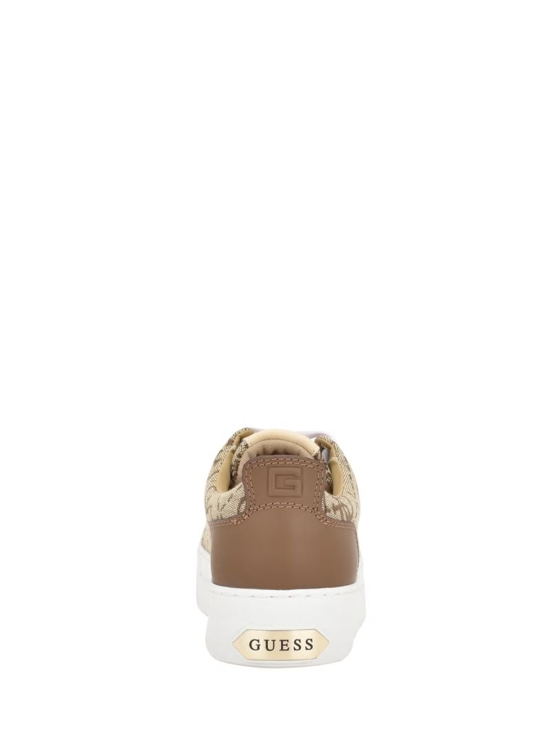 Guess Giaa Logo Print Low-Top Sneakers - Medium Brown Guess Giaa Logo Print Low-Top Sneakers - Medium Brown
