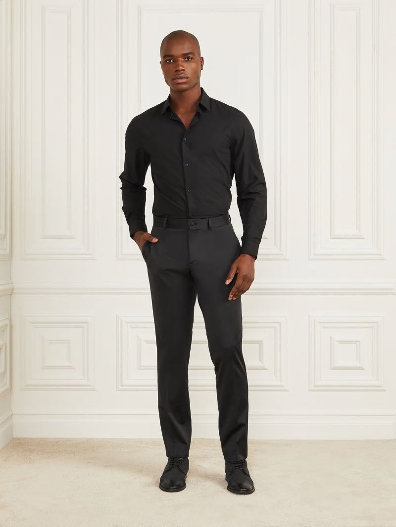Guess Jacob Notched Cuff Shirt - Black Guess Jacob Notched Cuff Shirt - Black
