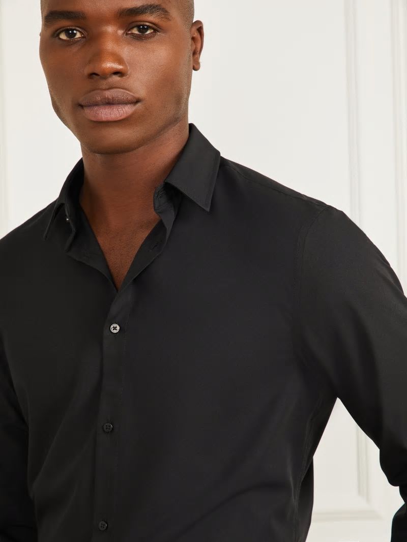 Guess Jacob Notched Cuff Shirt - Black Guess Jacob Notched Cuff Shirt - Black