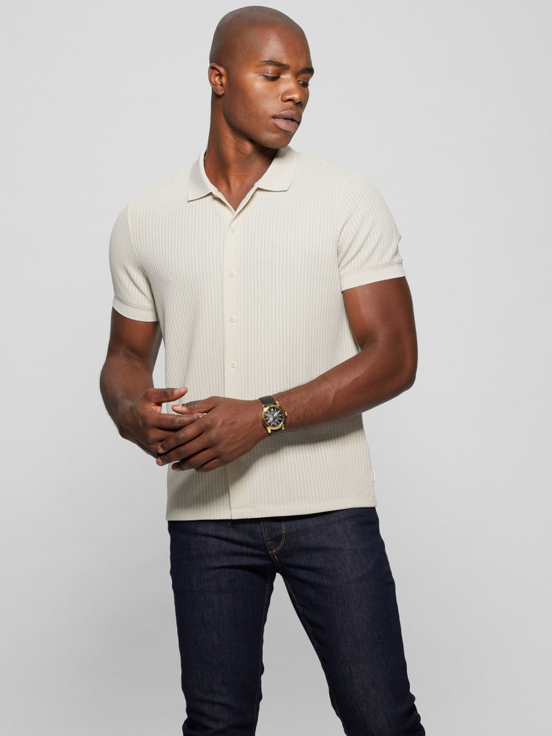 Guess Pointelle Knit Shirt - Birch Bark Guess Pointelle Knit Shirt - Birch Bark
