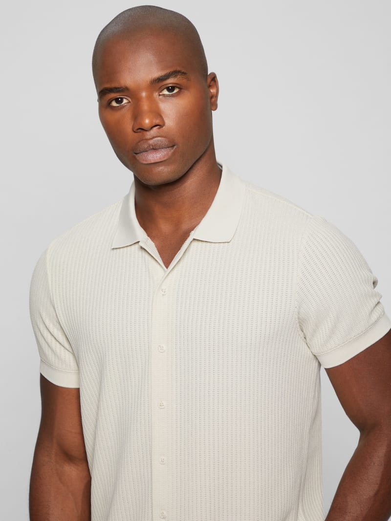 Guess Pointelle Knit Shirt - Birch Bark Guess Pointelle Knit Shirt - Birch Bark