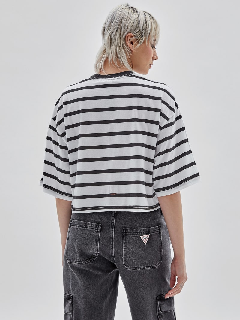 Guess GUESS Originals Striped Cropped Shirt - Magnetic Grey Multi Guess GUESS Originals Striped Cropped Shirt - Magnetic Grey Multi