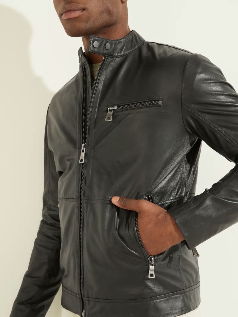 Guess Leather Biker Jacket - Black Guess Leather Biker Jacket - Black