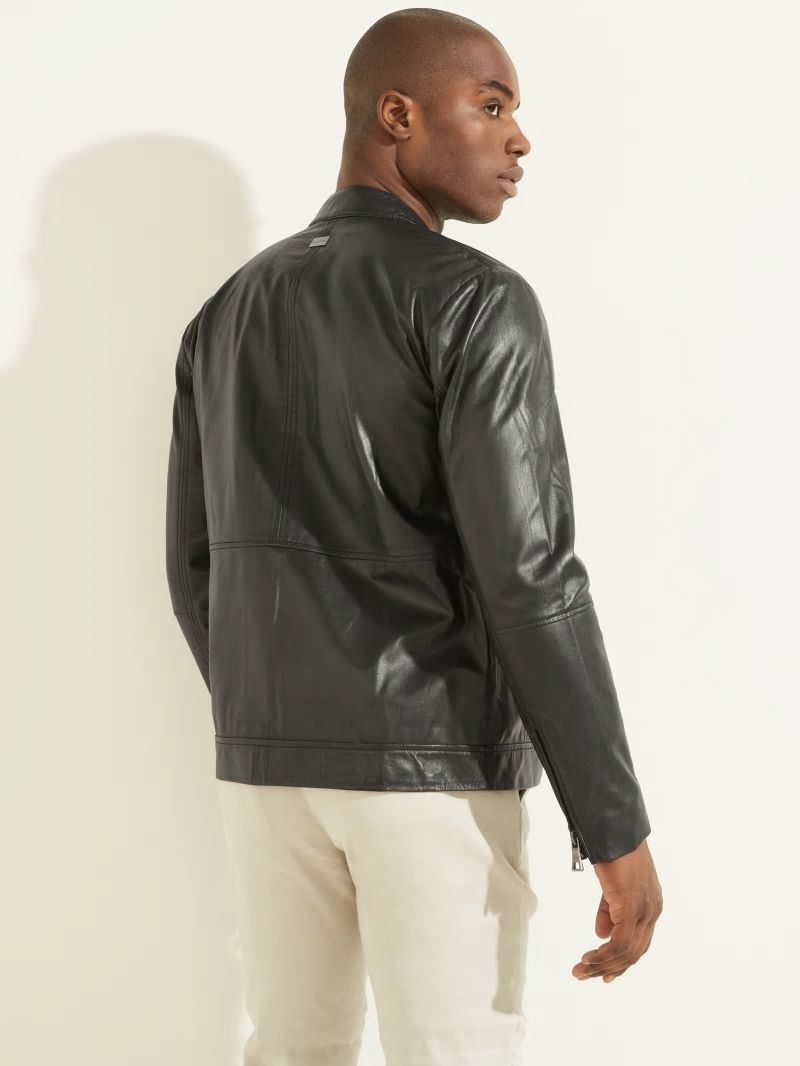 Guess Leather Biker Jacket - Black Guess Leather Biker Jacket - Black
