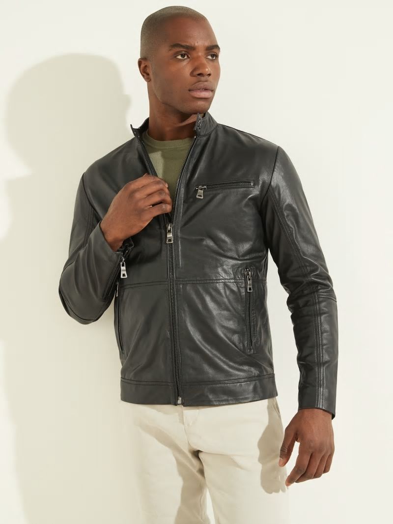 Guess Leather Biker Jacket - Black Guess Leather Biker Jacket - Black