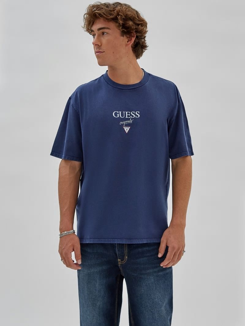 Guess GUESS Originals Printed Baker Logo Tee - Cave Blue Multi Guess GUESS Originals Printed Baker Logo Tee - Cave Blue Multi