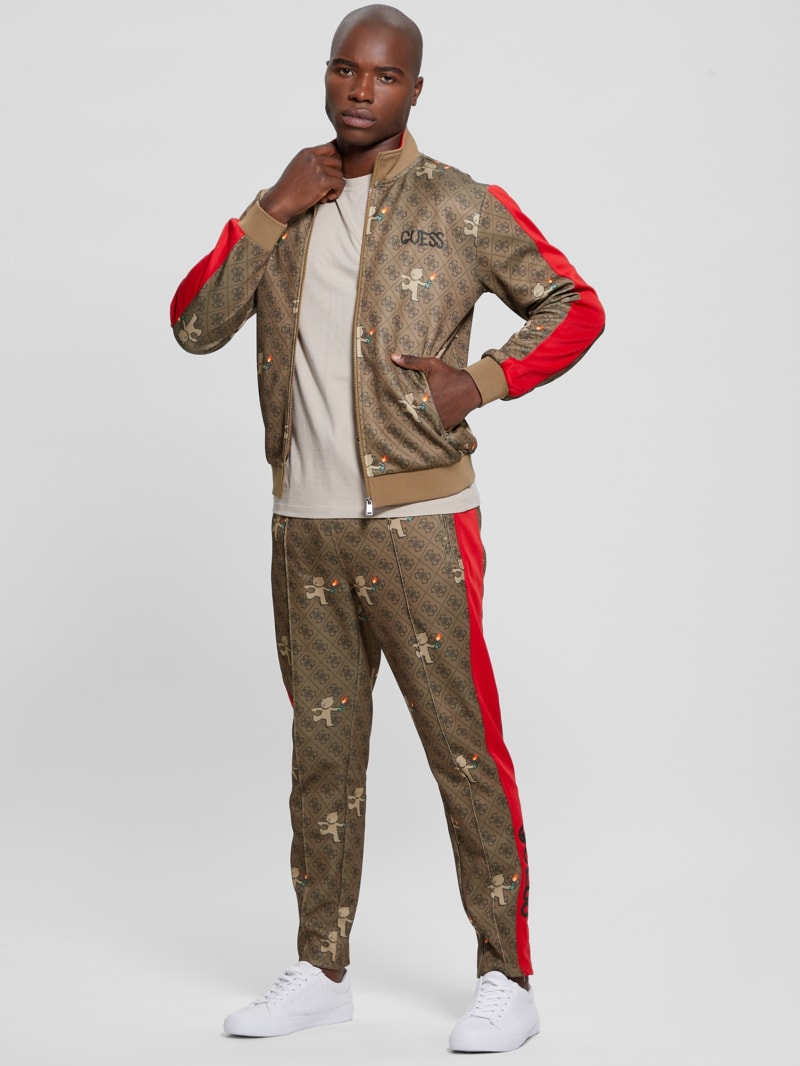 Guess Graphic Full-Zip Track Jacket - 4g Big Aop Brown With Ted Guess Graphic Full-Zip Track Jacket - 4g Big Aop Brown With Ted
