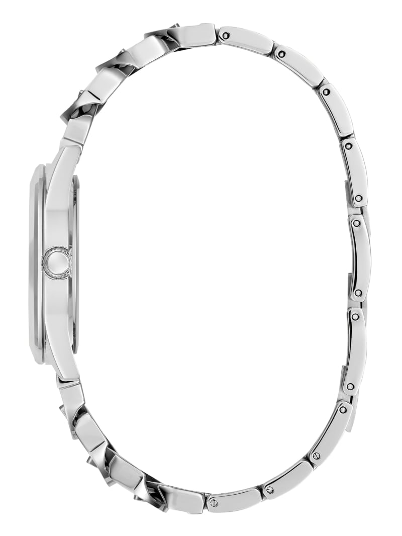 Guess Silver-Tone Crystal Curb Chain Analog Watch - Silver Guess Silver-Tone Crystal Curb Chain Analog Watch - Silver