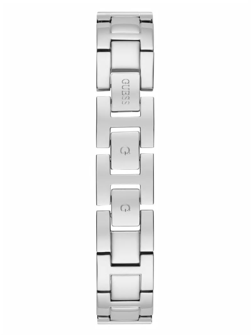 Guess Silver-Tone Crystal Curb Chain Analog Watch - Silver Guess Silver-Tone Crystal Curb Chain Analog Watch - Silver