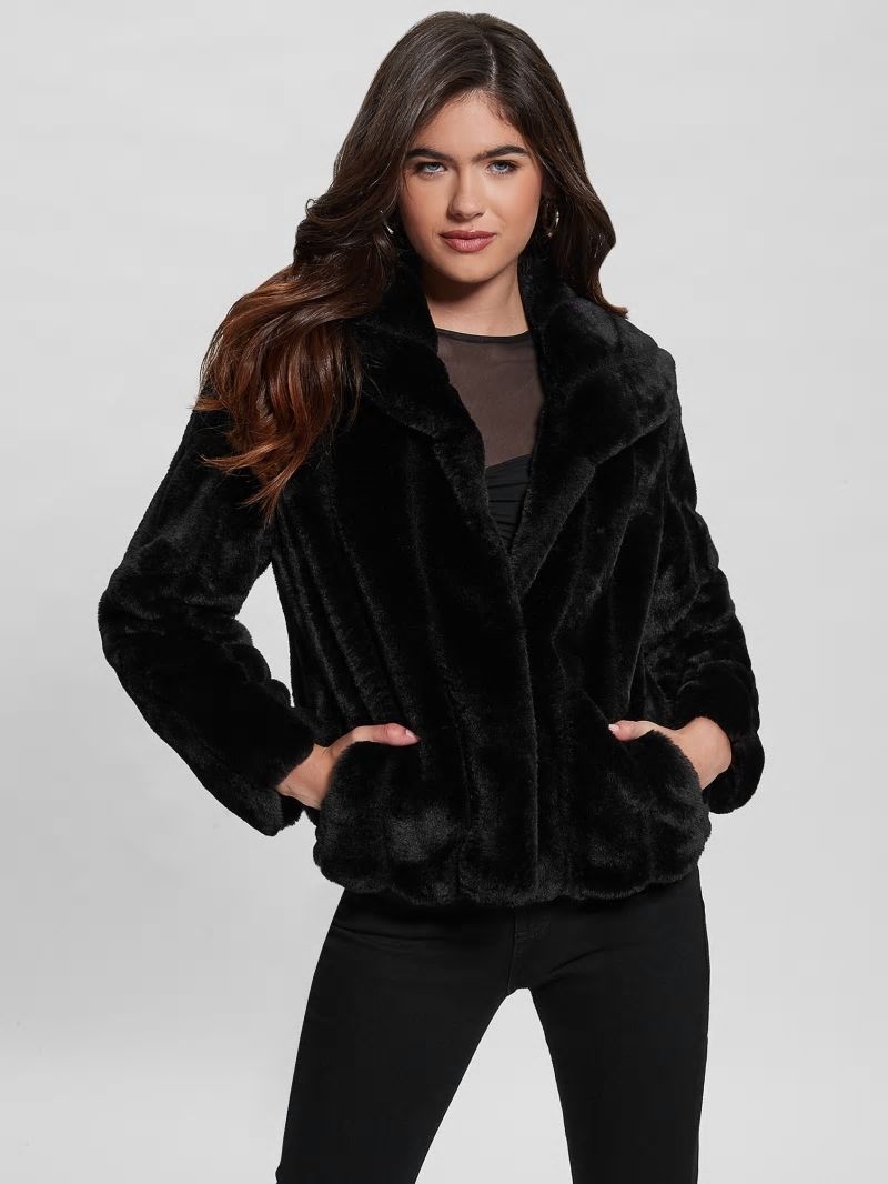 Guess Sophy Faux-Fur Jacket - Black Guess Sophy Faux-Fur Jacket - Black