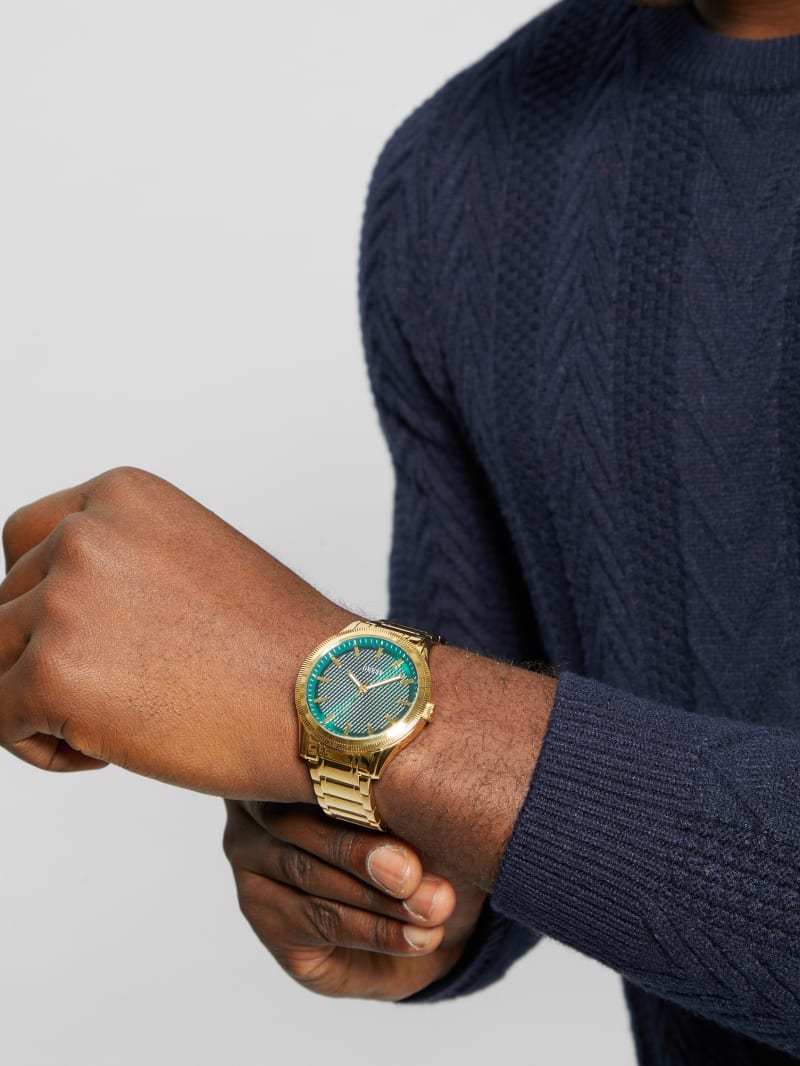 Guess Gold-Tone and Green Analog Watch - Gold Guess Gold-Tone and Green Analog Watch - Gold