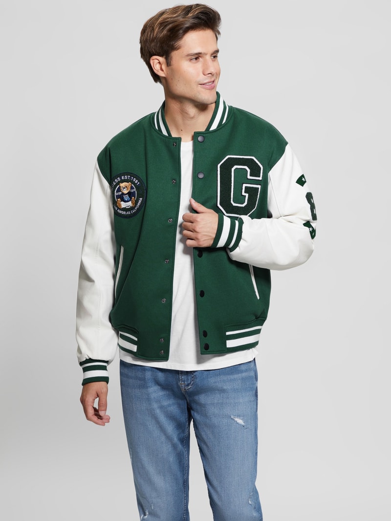 Guess Bear Varsity Jacket - Dark Jade Guess Bear Varsity Jacket - Dark Jade