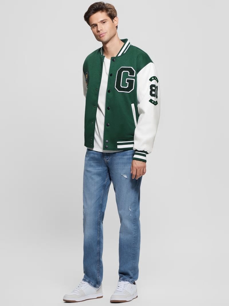 Guess Bear Varsity Jacket - Dark Jade Guess Bear Varsity Jacket - Dark Jade