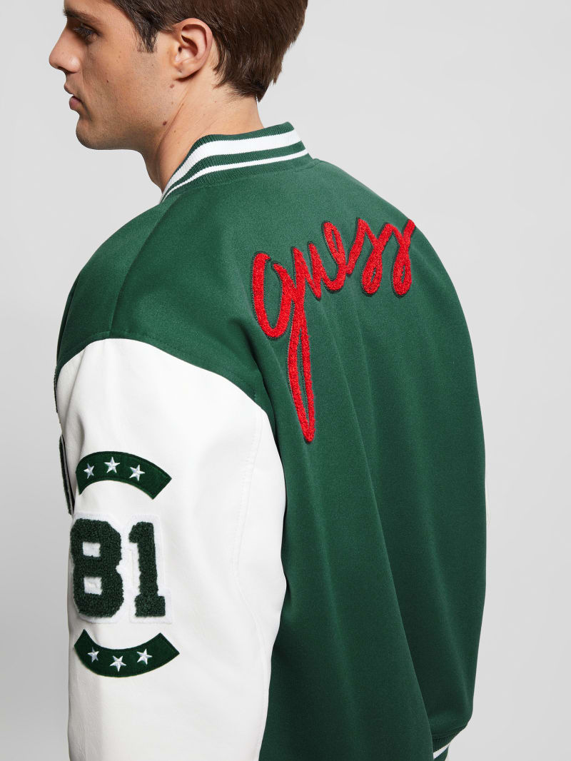 Guess Bear Varsity Jacket - Dark Jade Guess Bear Varsity Jacket - Dark Jade