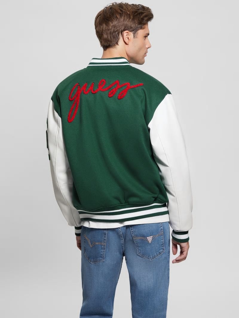 Guess Bear Varsity Jacket - Dark Jade Guess Bear Varsity Jacket - Dark Jade