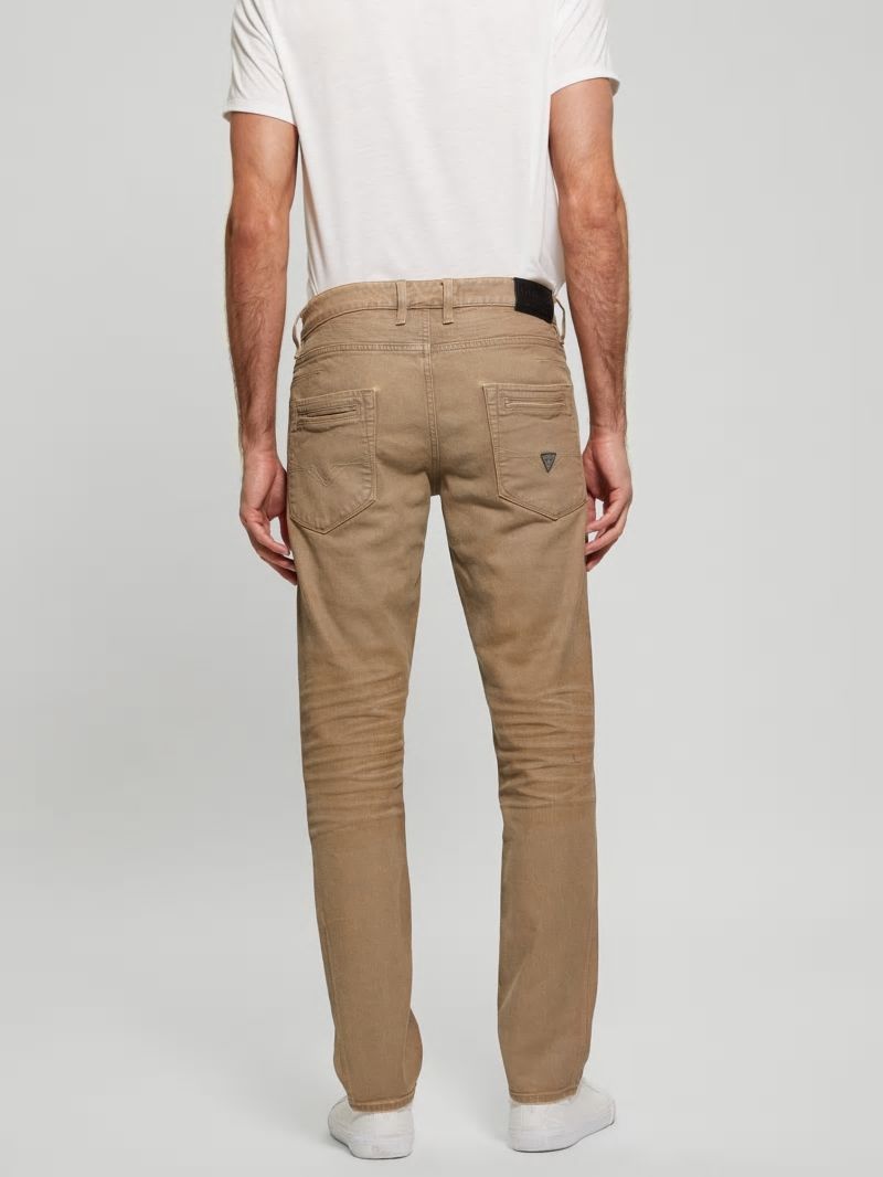 Guess Coated Denim Slim Tapered Zip Jeans - Isotope Brown Guess Coated Denim Slim Tapered Zip Jeans - Isotope Brown