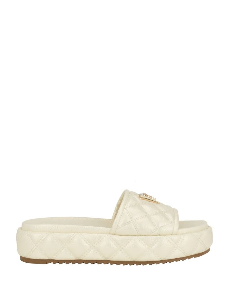 Guess Longo Quilted Flatform Slides - Ivory 150 Guess Longo Quilted Flatform Slides - Ivory 150