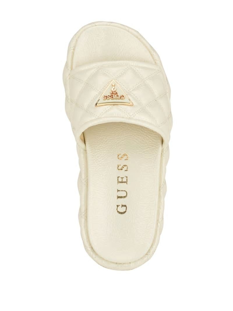 Guess Longo Quilted Flatform Slides - Ivory 150 Guess Longo Quilted Flatform Slides - Ivory 150