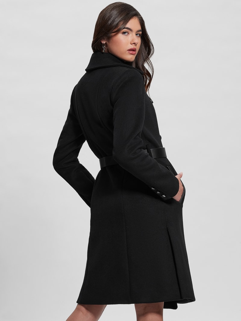 Guess Patrice Wool-Blend Belted Coat - Black Guess Patrice Wool-Blend Belted Coat - Black