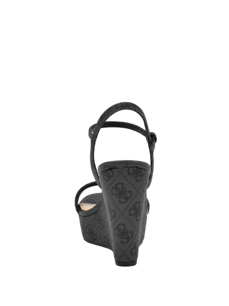 Guess Himifa Shimmer Metallic G Wedge Sandals - Black 001 Guess Himifa Shimmer Metallic G Wedge Sandals - Black 001