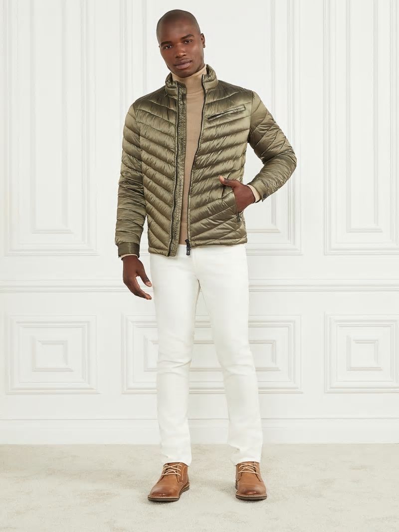 Guess Padded Chevron Jacket - Desert Green Guess Padded Chevron Jacket - Desert Green