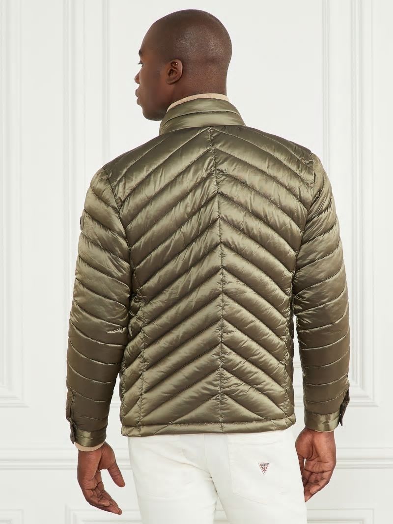 Guess Padded Chevron Jacket - Desert Green Guess Padded Chevron Jacket - Desert Green