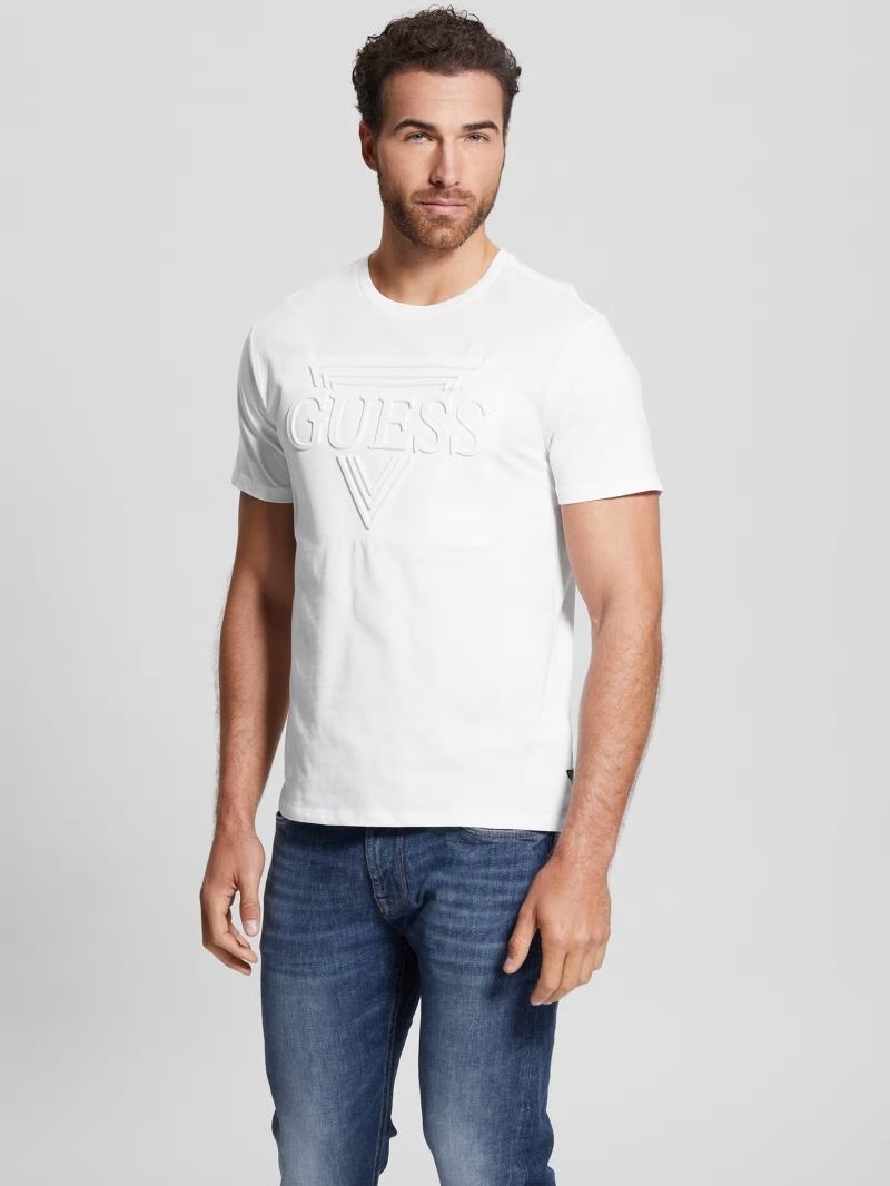 Guess Eco Embossed Logo Tee - Pure White Guess Eco Embossed Logo Tee - Pure White