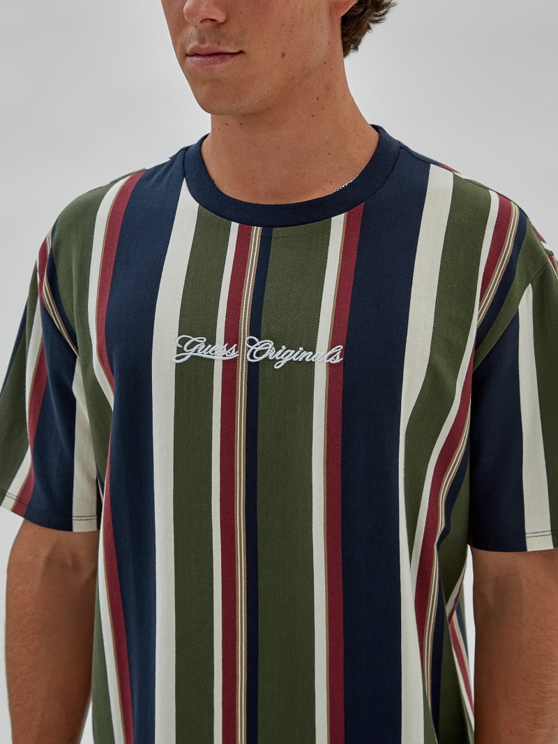 Guess GUESS Originals Eco Vertical Stripe Tee - Uniform Blue Multi Guess GUESS Originals Eco Vertical Stripe Tee - Uniform Blue Multi