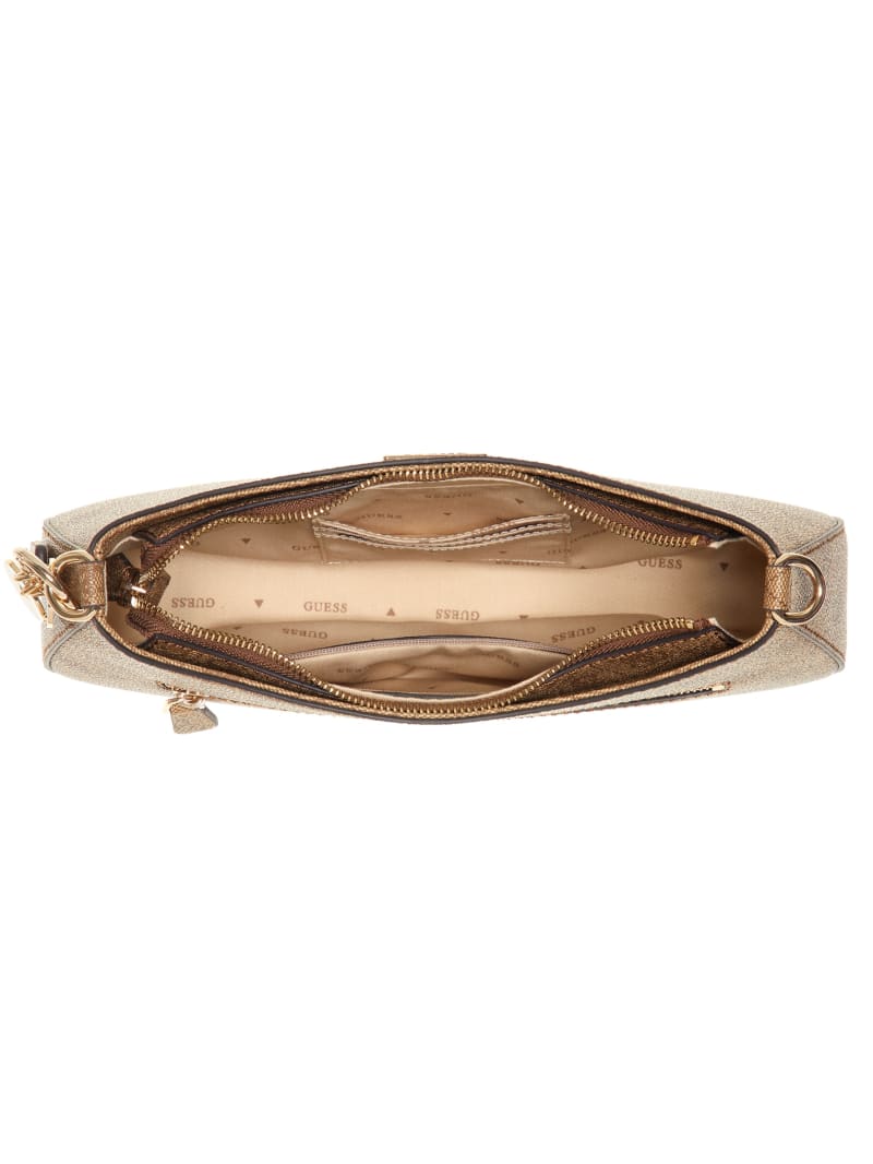 Guess Noelle Quattro G Shoulder Bag - Latte Logo Guess Noelle Quattro G Shoulder Bag - Latte Logo