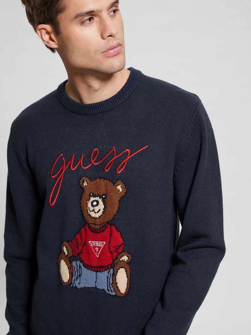 Guess Eco Liam Bear Sweater - Bleu éLéGant Guess Eco Liam Bear Sweater - Bleu éLéGant