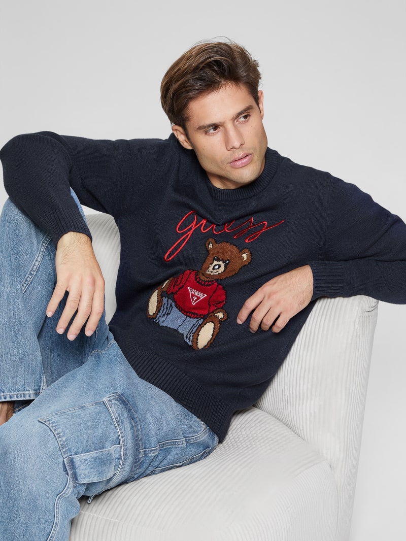 Guess Eco Liam Bear Sweater - Bleu éLéGant Guess Eco Liam Bear Sweater - Bleu éLéGant