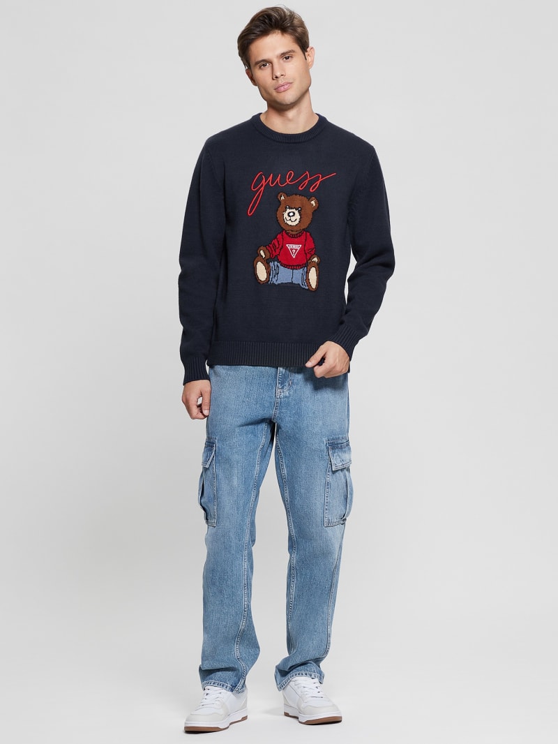 Guess Eco Liam Bear Sweater - Bleu éLéGant Guess Eco Liam Bear Sweater - Bleu éLéGant
