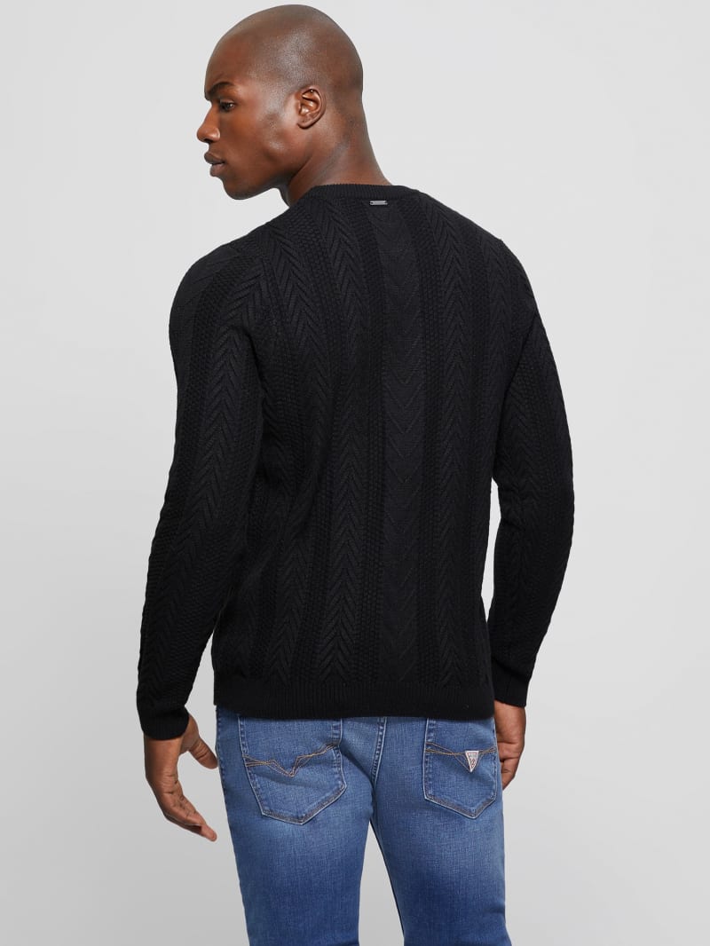 Guess Eco Ethan Cable Knit Sweater - Black Guess Eco Ethan Cable Knit Sweater - Black