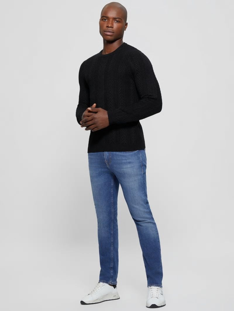 Guess Eco Ethan Cable Knit Sweater - Black Guess Eco Ethan Cable Knit Sweater - Black