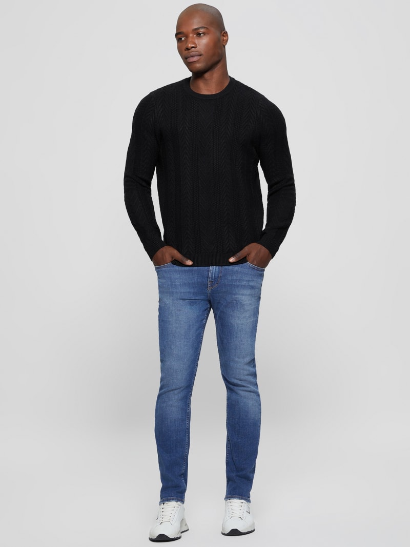 Guess Eco Ethan Cable Knit Sweater - Black Guess Eco Ethan Cable Knit Sweater - Black